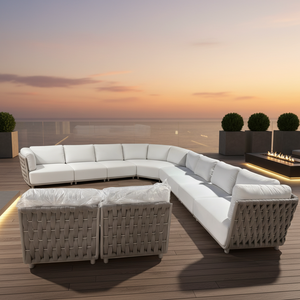 Meubles de <span class=keywords><strong>jardin</strong></span> modernes en métal pour l'extérieur et l'intérieur, canapé en forme de L pour 10 personnes avec table, <span class=keywords><strong>salon</strong></span> de <span class=keywords><strong>jardin</strong></span>, canapé imperméable, ensembles de meubles de <span class=keywords><strong>jardin</strong></span> - Product Image 2