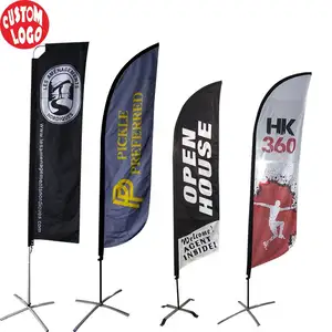 Bandeira de praia para publicidade ao ar livre, bandeira voadora personalizada com tamanho e formato diferentes, sem quantidade mínima para venda
