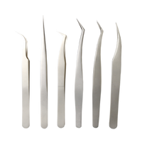 Pince à épiler professionnelle pour extensions de cils en gros, à pointe en fibre, antistatique, en acier inoxydable, outil de soin des cils personnalisable avec logo pour salon