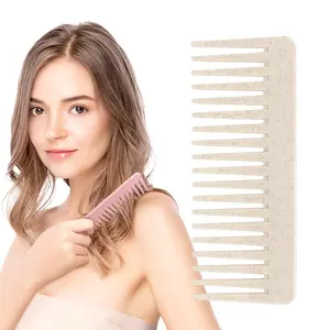 Eco friendly Static Wide Tooth Woman Custom Logo Plastic Wheat Straw Hair Comb Custom