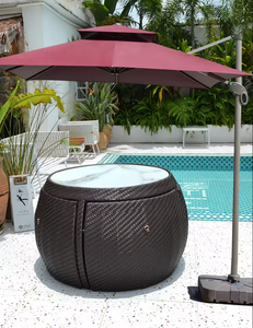 Moderno giardino esterno Rattan sedia da pranzo Set tavolo in vimini ristorante cortile <span class=keywords><strong>terrazza</strong></span> risparmiare spazio sedie e mobili da tavolo - Product Image 3