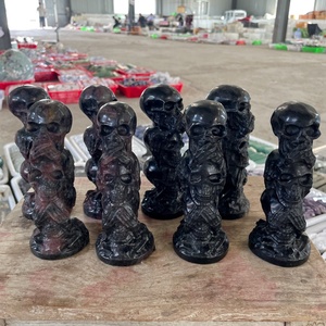 Venta al por mayor de <span class=keywords><strong>calaveras</strong></span> de granate y obsidiana naturales, recién llegadas, de cristal curativo de cuarzo, artesanía para decoración y regalo. - Product Image 5