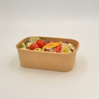 Récipient alimentaire en papier kraft de 17oz au format imprimé de logo personnalisé populaire boîte à bento à salade à emporter avec couvercle en PET à livrer
