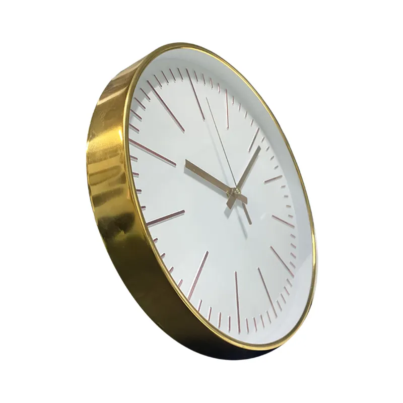 Relógio de parede dourado de 12 polegadas, relógio moderno simples 3d de algarismos