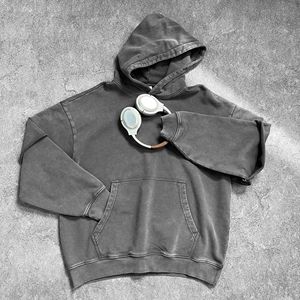 Colección Otoño Invierno 2026, Suéter con Capucha 100% Algodón, Estilo Casual de Dos Piezas Falsas, Lavado al Viento, Estilo Vintage, Manga con Borde Deshilachado - Product Image 4