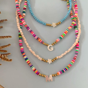 Ago2boho — collier arc-en-ciel avec disques Heishi pour femme, bijou de couleur unie, à la mode, perles en forme d'étoile, donuts, cadeau, <span class=keywords><strong>2022</strong></span> - Product Image 1