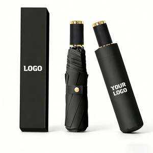 Parapluie léger et économique à 3 plis avec revêtement noir, personnalisable avec logo d'entreprise, idéal pour la publicité et les cadeaux d'affaires, protection contre la pluie et le soleil - Product Image 1