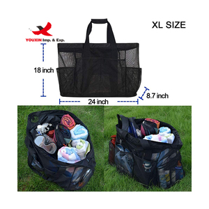 Black Mesh <b>Beach</b> <b>Bag</b> <b>Large</b> Toy <b>Bag</b> Sand-Proof Lightweight Portable Shoulder Handbag <b>Beach</b> Tote <b>Bag</b> - Product Image 2