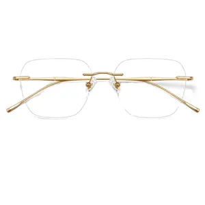 0632-a Brillen Op Maat Spektakel Montuur Optische Bril Luxe Randloze Metalen Damesmonturen Bril Randloos