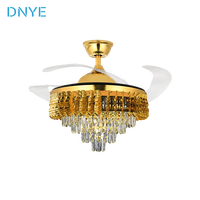 Ventilateur de plafond moderne de luxe avec lustre en cristal de 42 pouces, éclairage LED 220V et télécommande, solution d'installation pour projets