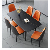 Meubles de salle à manger de luxe durables, table en pierre et 4 chaises confortables