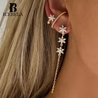 ICEBELA grosir perhiasan halus kustom trendi mewah 925 perak murni zirkon bunga Drop anting Stud untuk anak perempuan