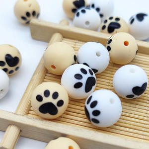 Auf Lager 180 gedruckte Designs Lebensmittel qualität Leopard Blumen druck 12mm <span class=keywords><strong>15mm</strong></span> Silikon Beiß perlen Weiche Baby Kaubare Lose Perlen - Product Image 3