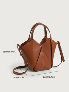 Sac fourre-tout pliable <span class=keywords><strong>g</strong></span>éométrique <span class=keywords><strong>ZA</strong></span> pour femme en cuir PU, mini sac seau avec bandoulière amovible pour les trajets quotidiens et le shopping - Product Image 3