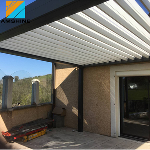 <span class=keywords><strong>Pergola</strong></span> extérieure bioclimatique en aluminium avec toit à lames orientables et stores enroulables, tailles personnalisables - Product Image 2