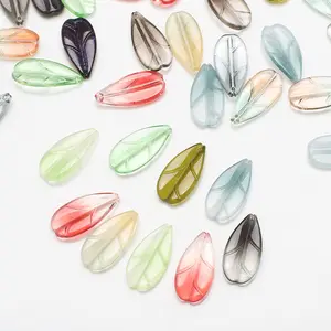 Zhubi contas soltas de folhas de pêssego para meninas, contas de cristal com cores gradientes de 26 mm para fazer DIY, atacado