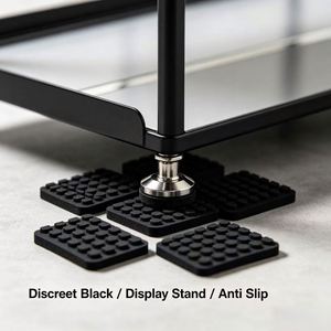 Patins en mousse EVA noirs fins et discrets, antidérapants et stables, pour la protection des présentoirs de vente au détail et des pièces métalliques. - Product Image 1