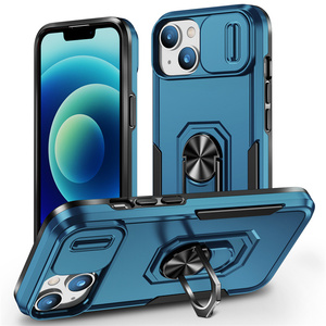 Para iPhone 15/14/15 Pro Max/14 <span class=keywords><strong>Plus</strong></span>/X/6/7/8 anillo Kickstand lente de ventana deslizante cubierta magnética a prueba de golpes TPU + PC funda para teléfono móvil - Product Image 4