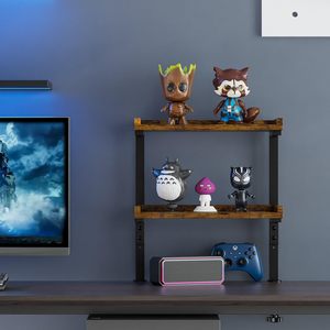 Étagère de bureau à deux niveaux à fixer sur le bureau, en <span class=keywords><strong>bois</strong></span>, pour le bureau, les accessoires de jeu, le rangement des livres sur le dessus et sous le bureau - Product Image 4