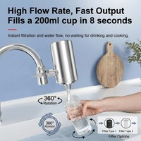 Filtro de Grifo de Cocina de Acero Inoxidable, Uso Doméstico, Carbón Activado que Elimina Cloro, Plomo, Sedimentos y Mal Sabor