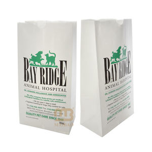 Sacs en papier kraft artisanal blanc à impression personnalisée pour les médicaments pour animaux de compagnie en hôpital vétérinaire emballage de produits de santé en <span class=keywords><strong>pharmacie</strong></span> vétérinaire - Product Image 1