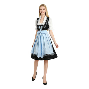 Robe Dirndl <span class=keywords><strong>bavaroise</strong></span> bleue brodée pour femme, <span class=keywords><strong>costume</strong></span> de festival de la bière pour le carnaval, tendance - Product Image 3
