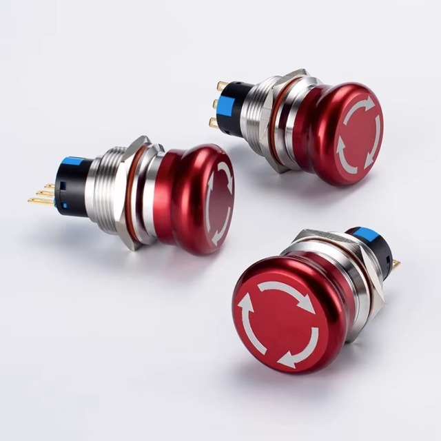 Stainless Steel Rotary Emergency Stop Button Switch 16/19/22mm Momentary Operation Power Automation Equipment 1NO1NC Combination