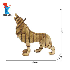 Vente en gros d'emballages personnalisés Fournitures d'enseignement Bricolage Assemblage d'animaux STEAM Décoration découpée au laser Casse-tête en bois 3D Modèle de loup - Product Image 3