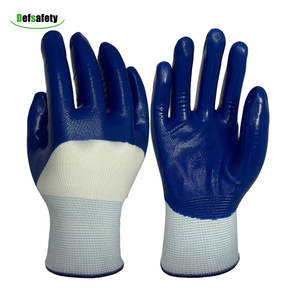 Utilisation de mécanicien de jardin industriel personnalisé <span class=keywords><strong>polyester</strong></span> nylon noir revêtement en mousse de nitrile gants de travail de sécurité de protection avec points en PVC - Product Image 5