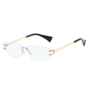 Rimless Cat Eye <b>Sunglasses</b> For Women UV400 Fashion Sun Protection Adult <b>Small</b> <b>Frame</b> Style - Product Image 3