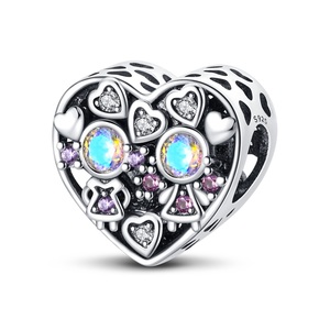 Abalorios para <span class=keywords><strong>Pulsera</strong></span> DIY <span class=keywords><strong>de</strong></span> Año Nuevo con Colgante <span class=keywords><strong>de</strong></span> Corazón Plateado y Diseño <span class=keywords><strong>de</strong></span> Carpa <span class=keywords><strong>Dorada</strong></span> con Zirconia que Atrae la Riqueza, Chapado en Oro, Unisex - Product Image 3