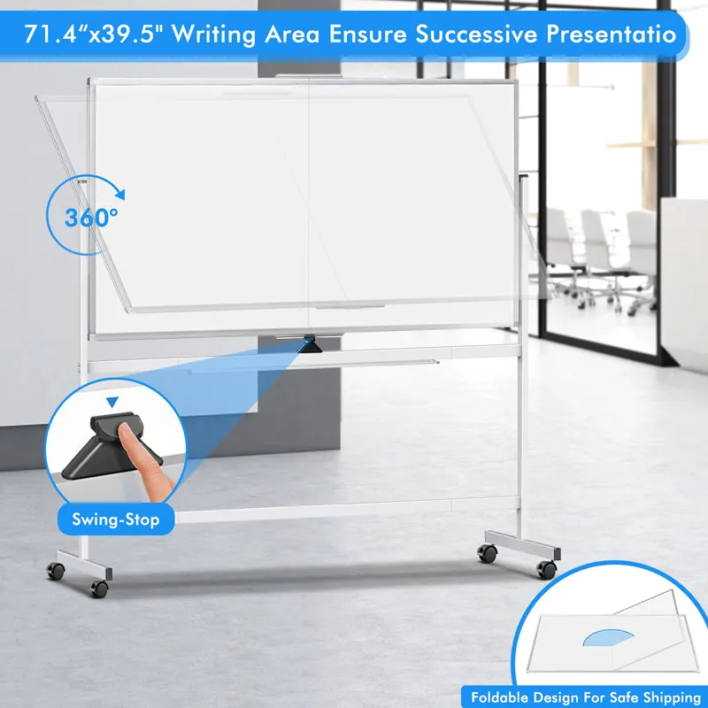 Große reversible Trockenwischtischplatte Stehplatte mit Easel doppelseitige Rolling Whiteboard mobiles magnetisches Whiteboard