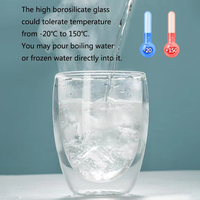 Taza de Vidrio de Borosilicato de Doble Pared, Resistente al Calor, Aislada, para Café, Té y Agua, para Hogar y Oficina