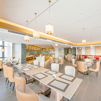 JEILI Ensemble de table et chaises de restaurant en bois moderne, personnalisé, de luxe, pour hôtel, avec plateau en quartz et marbre, pour usage commercial et architectural