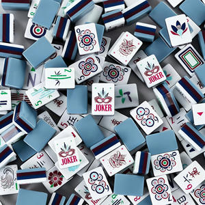 Jeu de <span class=keywords><strong>Mahjong</strong></span> Américain Bleu de Luxe Moderne en Acrylique à 4 Couches Anti-Décoloration, Gravure Laser, Tuiles de <span class=keywords><strong>Mahjong</strong></span> et de Poker, Vente Chaude - Product Image 1