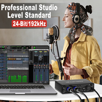 Interface audio USB UM202 192 kHz professionnelle avec prise en charge XLR et alimentation fantôme pour microphone, mixeur audio, enregistrement musical en studio, carte son