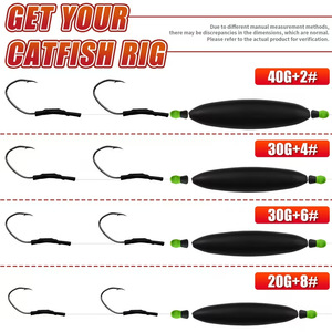 Ensemble de pêche flottant pour poisson-chat à double hameçon, mousse haute densité, flottabilité élevée, double billes sonores 360 °   Hameçon pivotant anti-accroc 20g 30g 40g pour la pêche au poisson-chat - Product Image 3