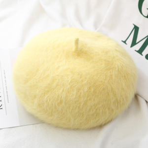 Chapeau béret femme Mode cheveux de lapin Casquette chaude femme Outdoor Travel Casual <span class=keywords><strong>French</strong></span> Caps Cashmere Knitted Barett Hat - Product Image 6