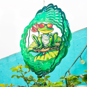Molinillos de Viento con Diseño de Ranas de Skateboard de 12 Pulgadas, Decoración de Jardín, Molinillo de Viento con Ilusión Holográfica, Flor de Fuego - Product Image 5