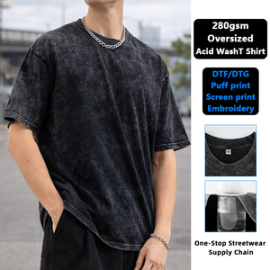 Camiseta con Logotipo Personalizado del Fabricante, Lavada al Ácido, 280 g/m², Camisetas para Hombre, Tallas Grandes, Estilo Vintage, Camisetas Resistentes para Hombre - Product Image 1