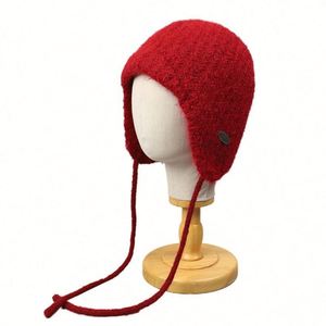 2025 Winter New Arrival Wool Knitted <b>Hat</b> <b>for</b> Women Fashion Warm Ear Protection Beanie <b>Hat</b> With Strings - Product Image 5