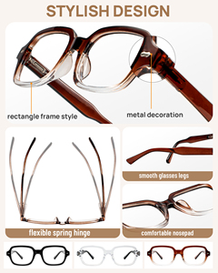 Lunettes <span class=keywords><strong>de</strong></span> lecture carrées rétro pour femmes, charnières flexibles à ressort, plaquettes nasales confortables, lunettes <span class=keywords><strong>de</strong></span> <span class=keywords><strong>presbytie</strong></span> avec plusieurs dioptries - Product Image 5