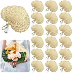 Natural Handmade Raffia <b>Fans</b> Buri <b>Fans</b> for Summer Farmhouse Decor Rattan <b>Hand</b> <b>Fan</b> - Product Image 2