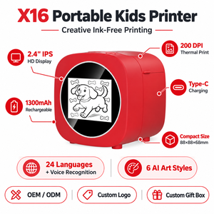 KI-Kinderdrucker mit Sprachdialog, Sofort-Thermodruck, 2,4 Zoll IPS-Bildschirm, 200 DPI, Tintenloser Zeichensticker-Maker, Spielzeug, Kindergeschenk - Product Image 1