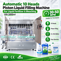 Machine de remplissage automatique de liquides ZXSMART à 10 pistons pour engrais liquides et produits de blanchiment, 100-5000 ml, 30-50 BPM