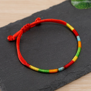 Dragon Boat Festival Bohemian Silk Thread Adjustable Sliding Knot Chinese Traditional Lucky Fortune Amulet <b>Red</b> Cord <b>Bracelet</b> 18K - Product Image 3
