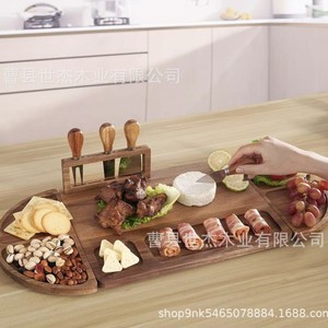 Shijie Wooden Compartment <b>Tray</b> Solid Wood Multifunctional Serving Plate For <b>Snacks</b> Fruits Food Display - Product Image 2