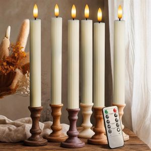 3d Real Flame Home Decoration <b>Set</b> of 2 Smooth Taper Ivory Battery Operated Led <b>Candle</b> - Product Image 1