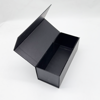 Emballage pliant noir personnalisé cadeau vin boîtes magnétiques emballage de luxe avec poignée et insert en carton