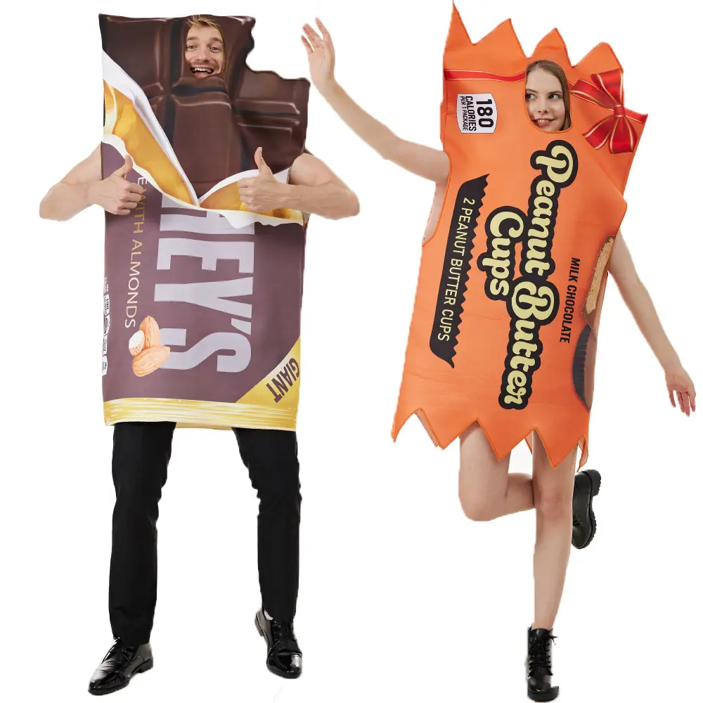 Chocolate Peanut Costumes Women Adult Sponge Print Jumpsuit Cosplay Jumpsuit Halloween Carnival Purim Fancy Dress